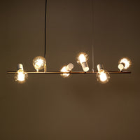 Lampadario 6 punti luce  in metallo finitura ottone cm. L.90 H.120