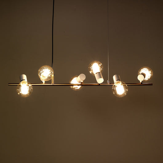 Lampadario 6 punti luce  in metallo finitura ottone cm. L.90 H.120