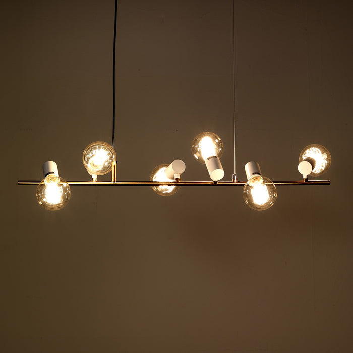 Lampadario 6 punti luce  in metallo finitura ottone cm. L.90 H.120