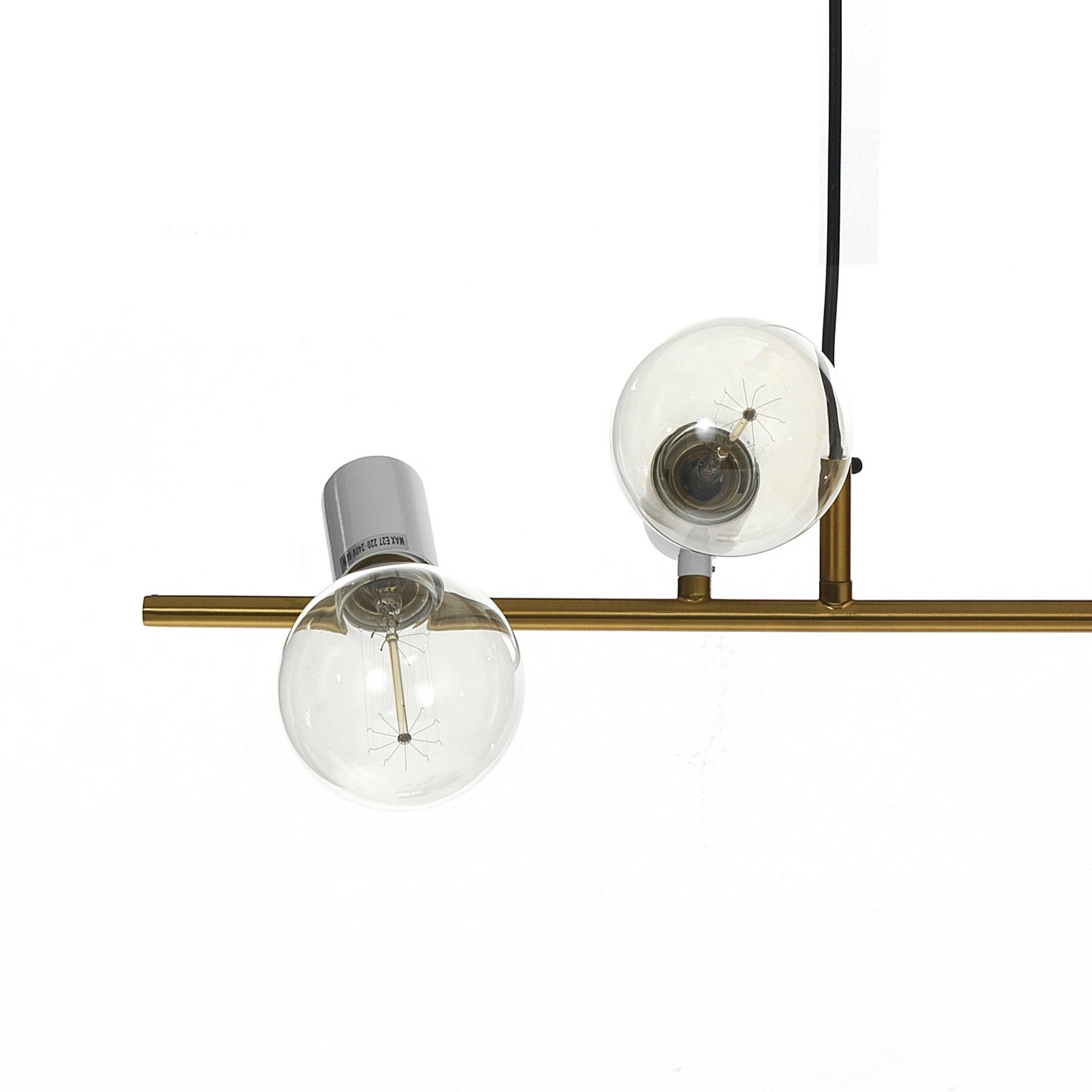 Lampadario 6 punti luce  in metallo finitura ottone cm. L.90 H.120