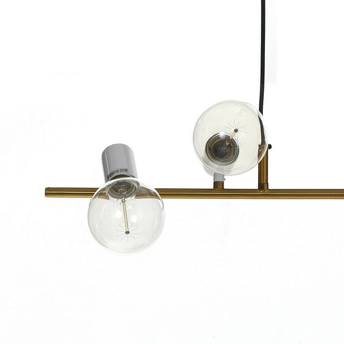 Lampadario 6 punti luce  in metallo finitura ottone cm. L.90 H.120