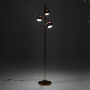 Lampada da terra 3 paralumi in metallo finitura rame cm. Ø.27 H.165