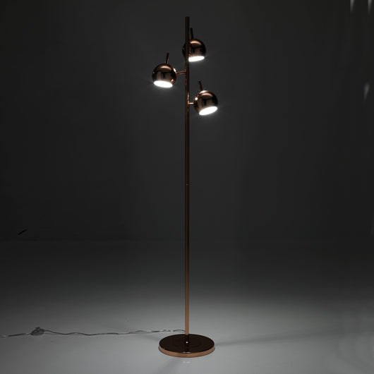 Lampada da terra 3 paralumi in metallo finitura rame cm. Ø.27 H.165