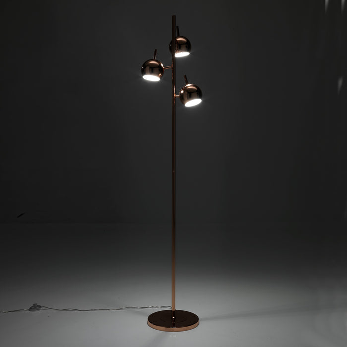 Lampada da terra 3 paralumi in metallo finitura rame cm. Ø.27 H.165