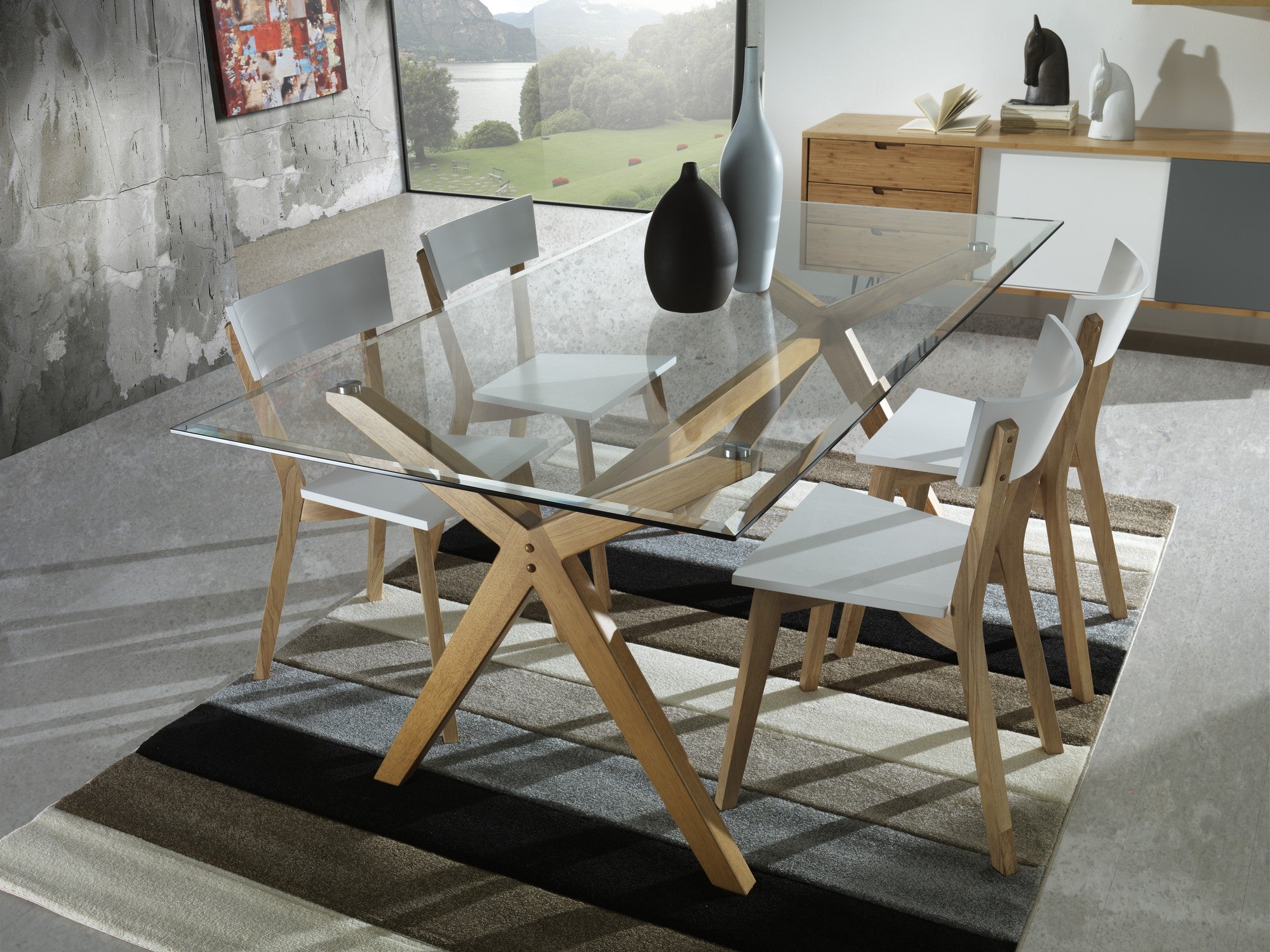 Tavolo in vetro temprato trasparente cm H.75,5 x L.180 x P.90