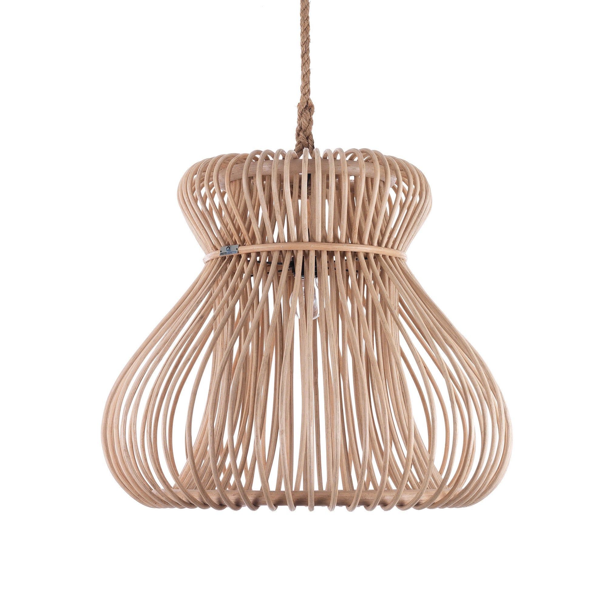 Lampadario a filo in rattan colore naturale per esterno