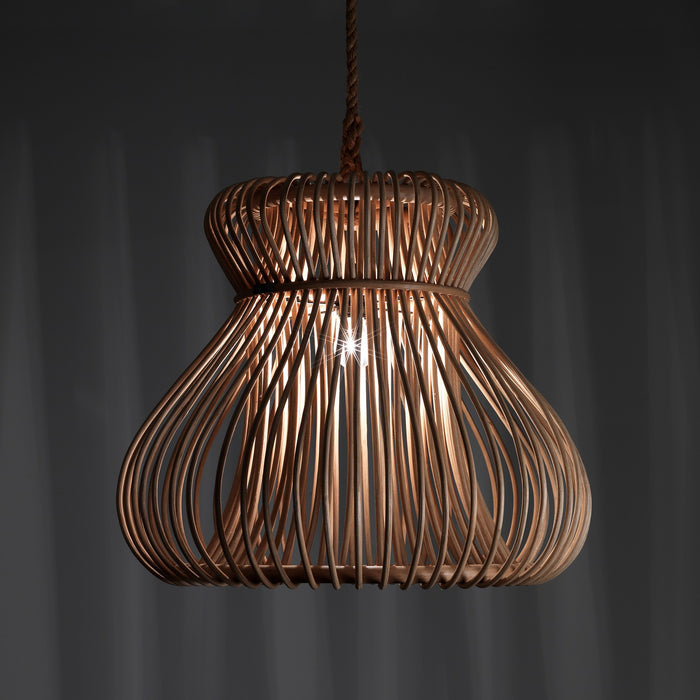 Lampadario a filo in rattan colore naturale per esterno