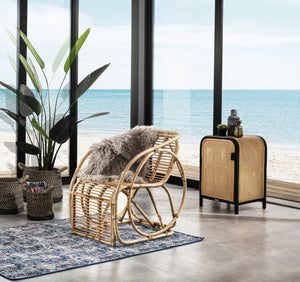 Armadietto in rattan nero 2 ripiani