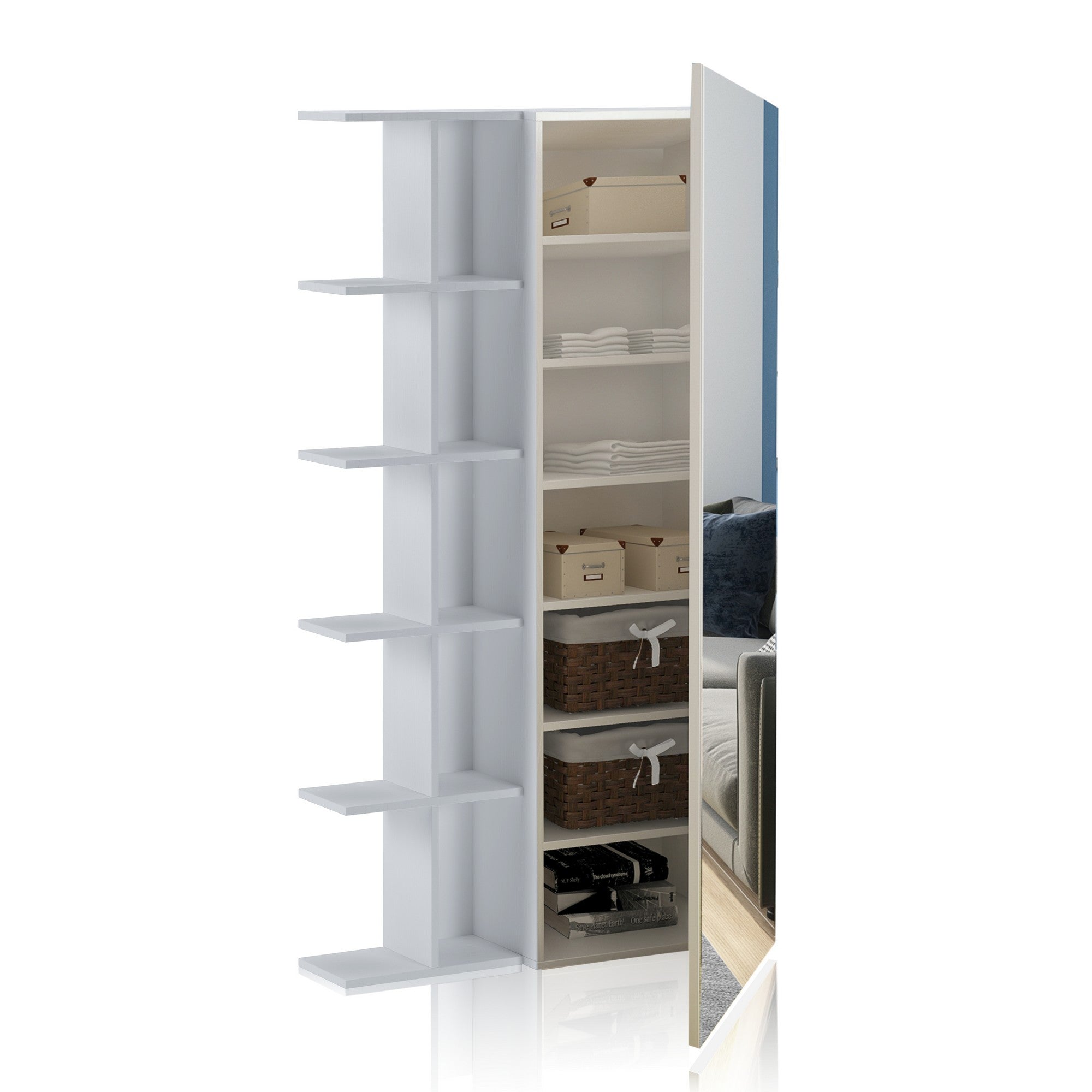 Libreria effetto legno finitura larice cm. H.160 x L.87,5 x P.28