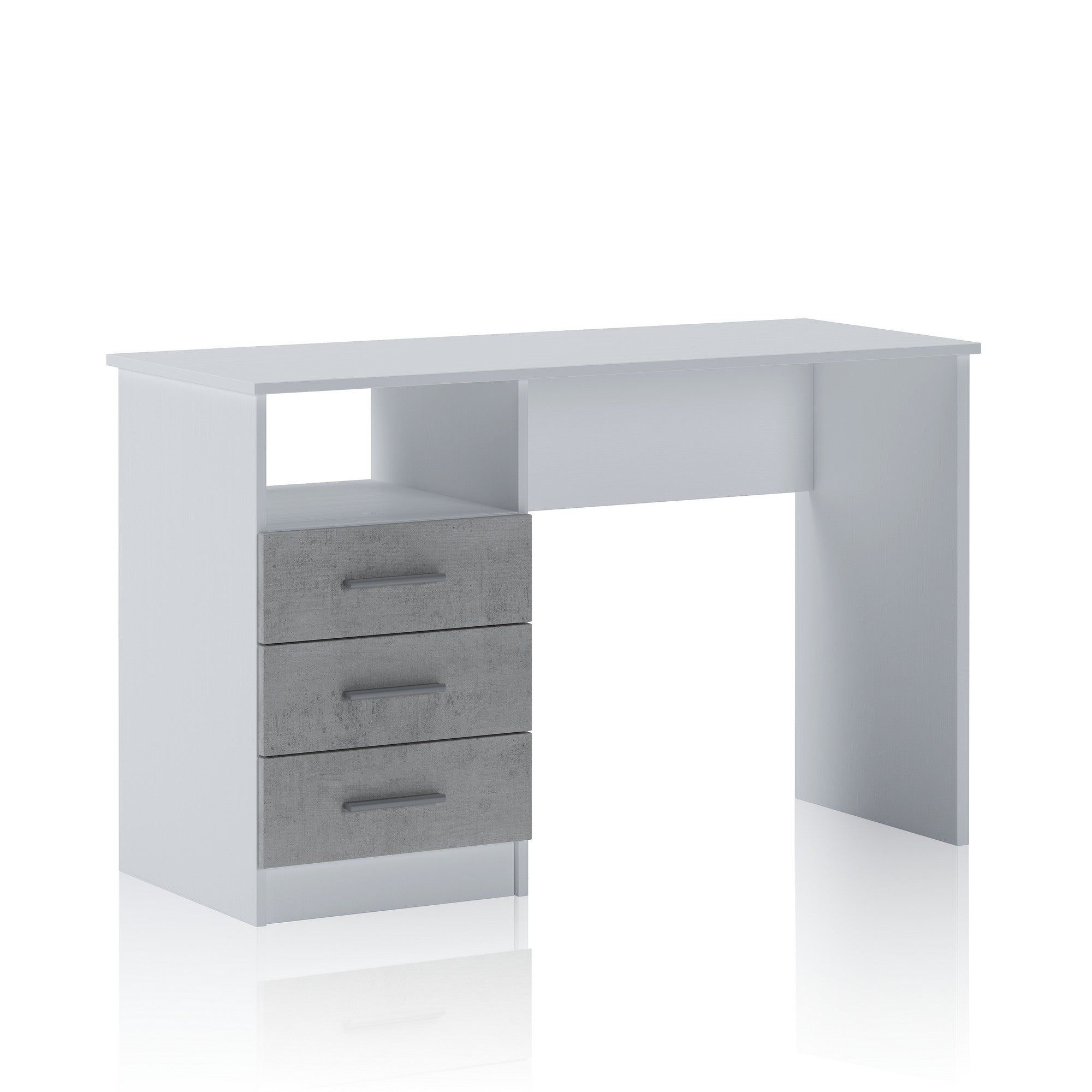 Scrivania effetto legno finitura larice bianco cm. H.75xL.120xP.48