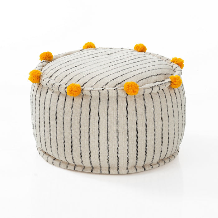 Pouf rotondo in cotone multicolore non sfoderabile