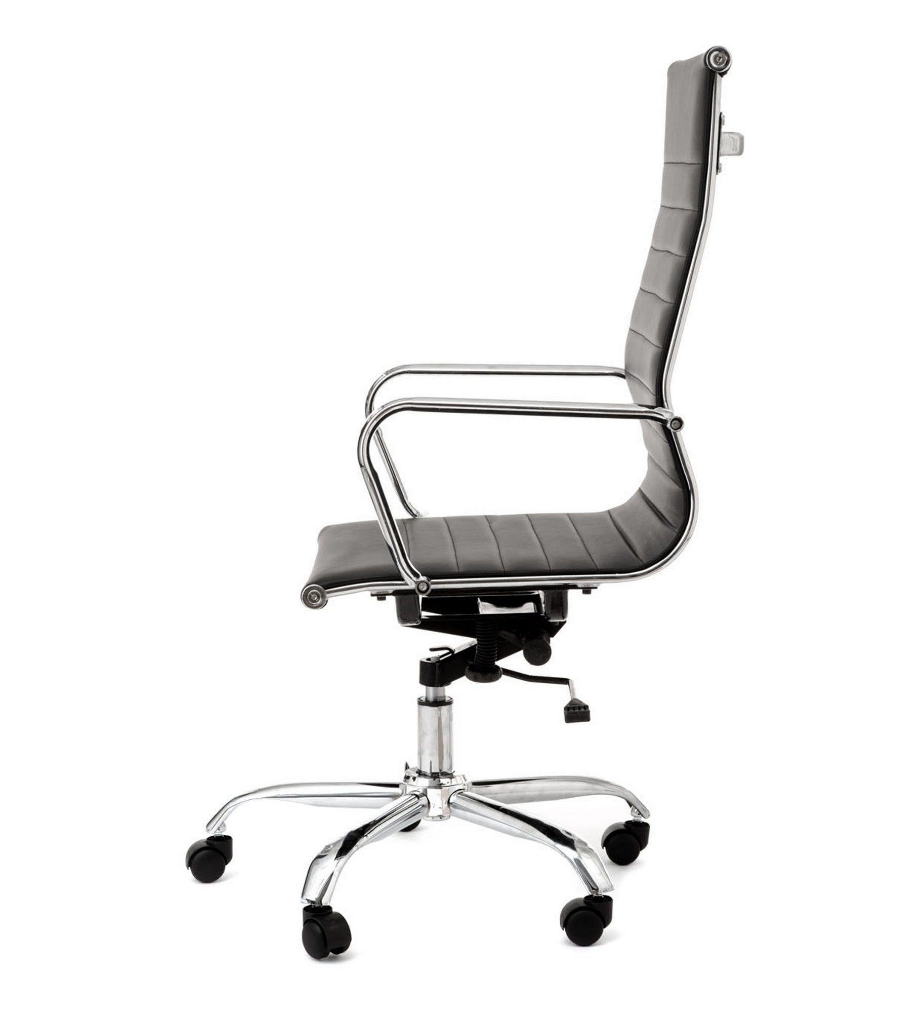 Poltrona da ufficio in pelle sintetica nera cm. H.48/56 x L.47 x P.45