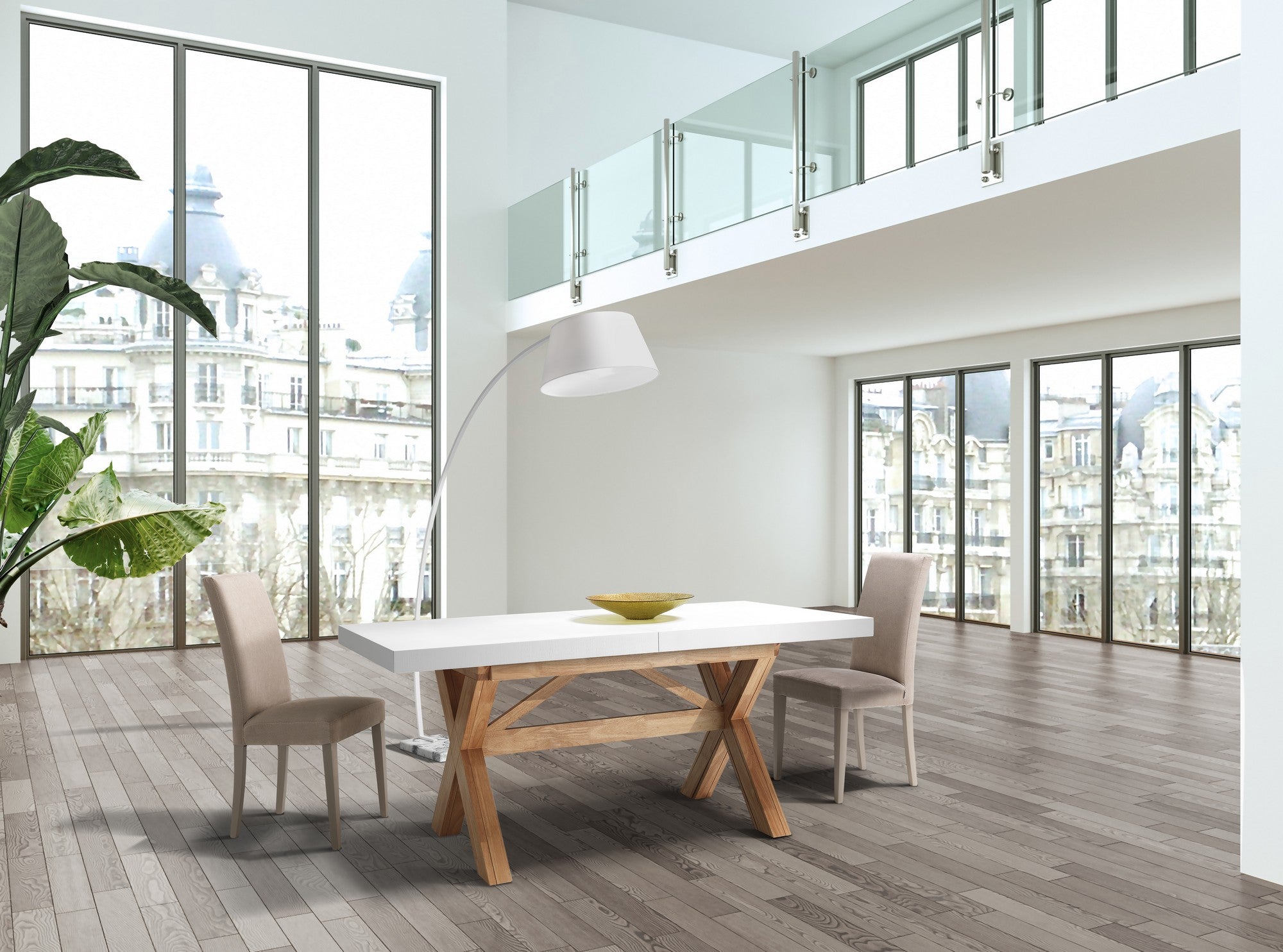 Lampada da terra in metallo bianca cm. H.205 x L.160 x P.50