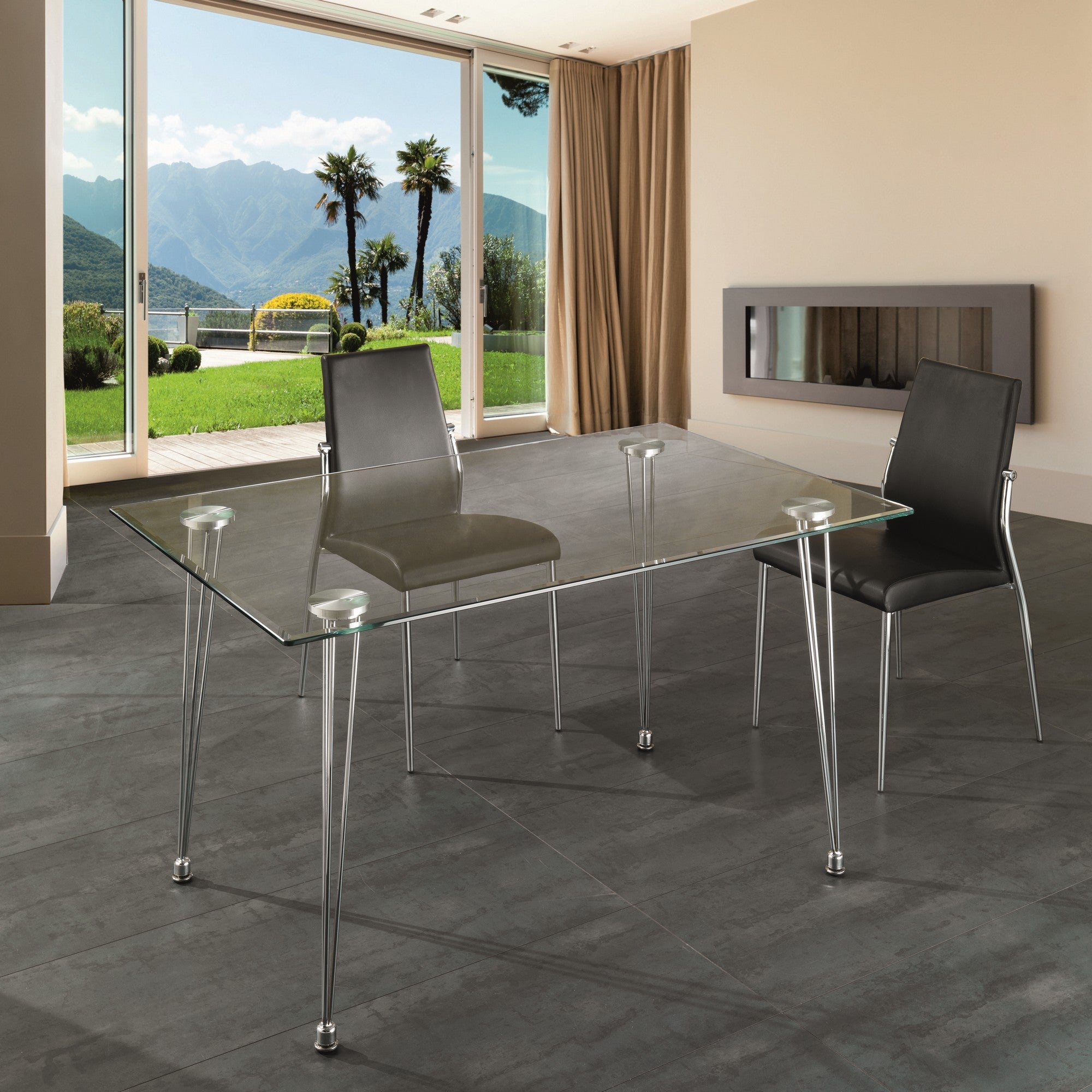 Tavolo in vetro temprato trasparente cm. H.75 x L.130 x P.80