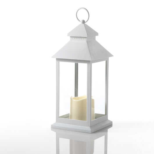 Lampada decorativa in plastica bianca cm. L.13,5 x P.13,5 x H.30,5