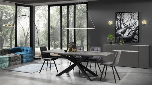 Lampadario ad anello in allumino nero opaco cm. H.92 x Ø.60/100