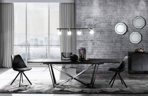 Set 4 sedie in pelle sintetica nere cm. H.82 x L.48 x P.58