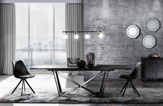 Set 4 sedie in pelle sintetica nere cm. H.82 x L.48 x P.58