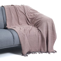 Plaid in cotone grigio e rosa cm. 135 x 190