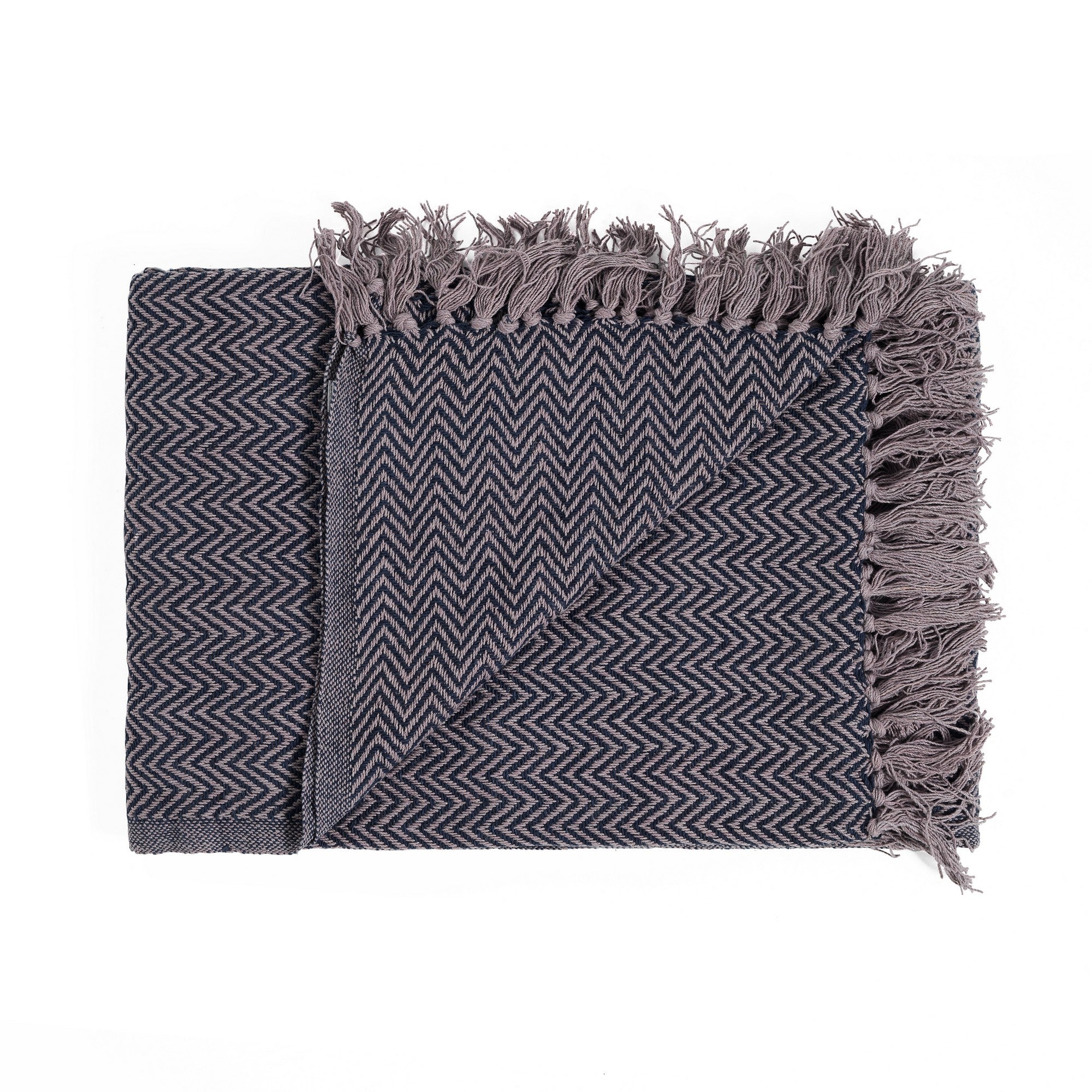 Plaid in cotone grigio e blu cm. 135 x 190