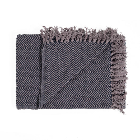 Plaid in cotone grigio e blu cm. 135 x 190