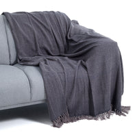 Plaid in cotone grigio e blu cm. 135 x 190