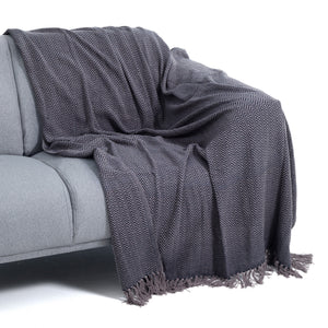 Plaid in cotone grigio e blu cm. 135 x 190