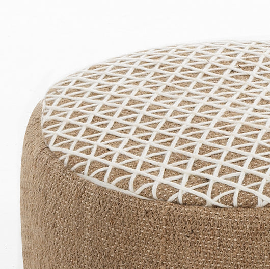 Pouf rotondo non sfoderabile in cotone beige