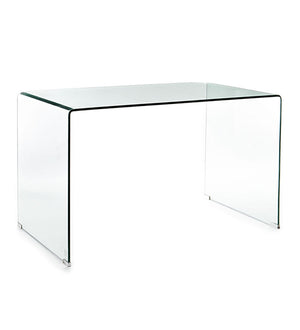 Scrivania in vetro curvato trasparente cm. H.74 x L.126 x P.70