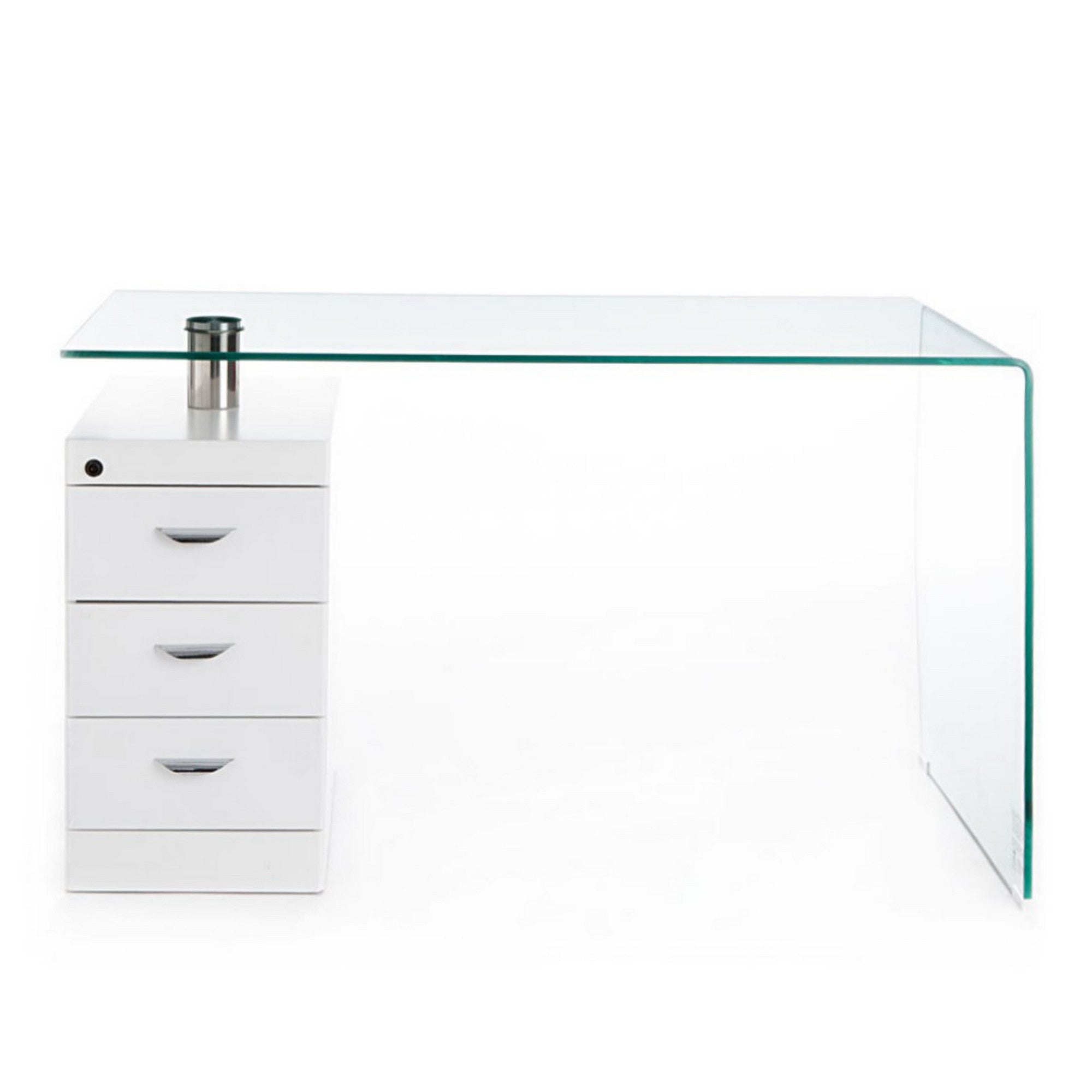 Scrivania con cassettiera in vetro trasparente cm H.75xL.125xP.65