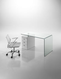 Scrivania con cassettiera in vetro trasparente cm H.75xL.125xP.65