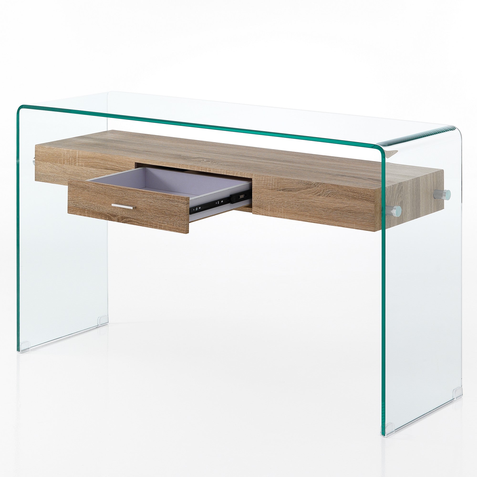 Consolle in vetro curvato trasparente cm. H.76 x L.125 x P.40