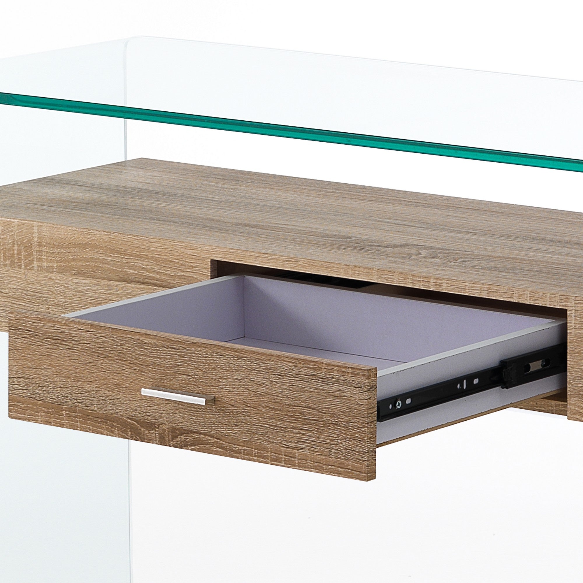 Consolle in vetro curvato trasparente cm. H.76 x L.125 x P.40