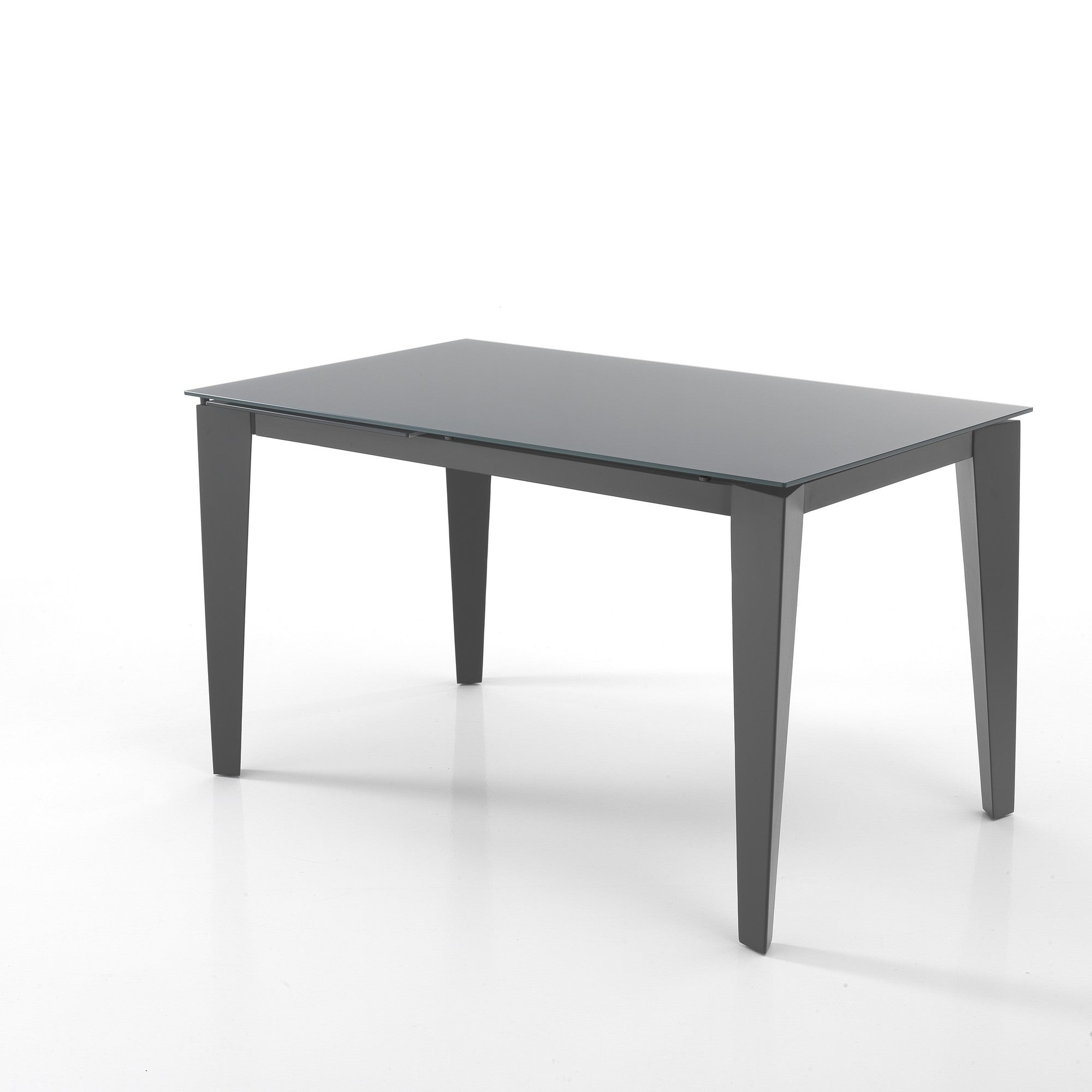 Tavolo allungabile in vetro temprato grigio  cm. H.76xP.80xL.130/180