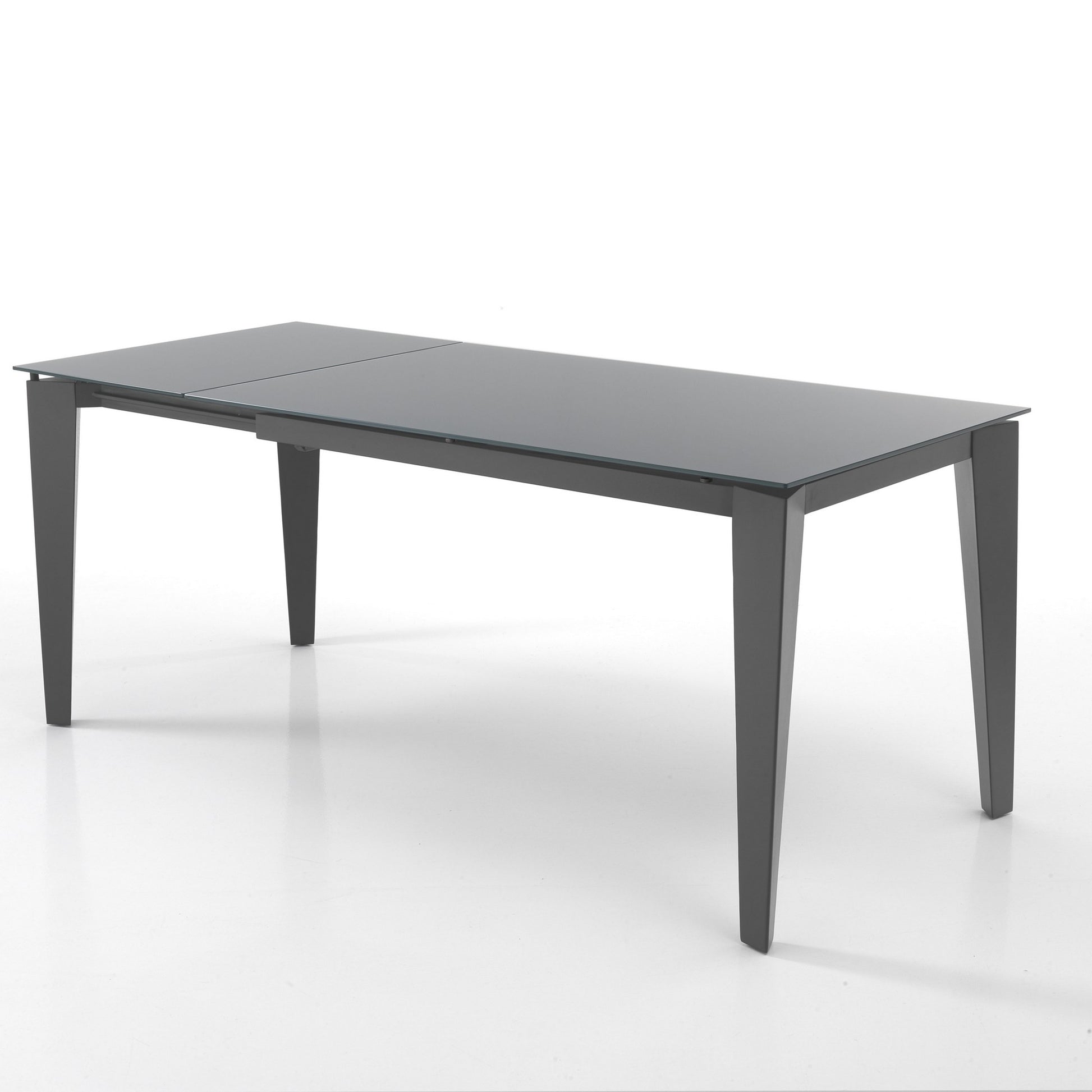 Tavolo allungabile in vetro temprato grigio  cm. H.76xP.80xL.130/180