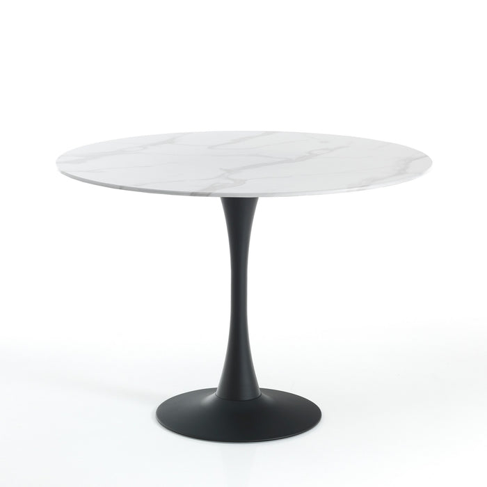 Tavolo rotondo in vetro temprato finitura marmo cm. H.75 x Ø.90