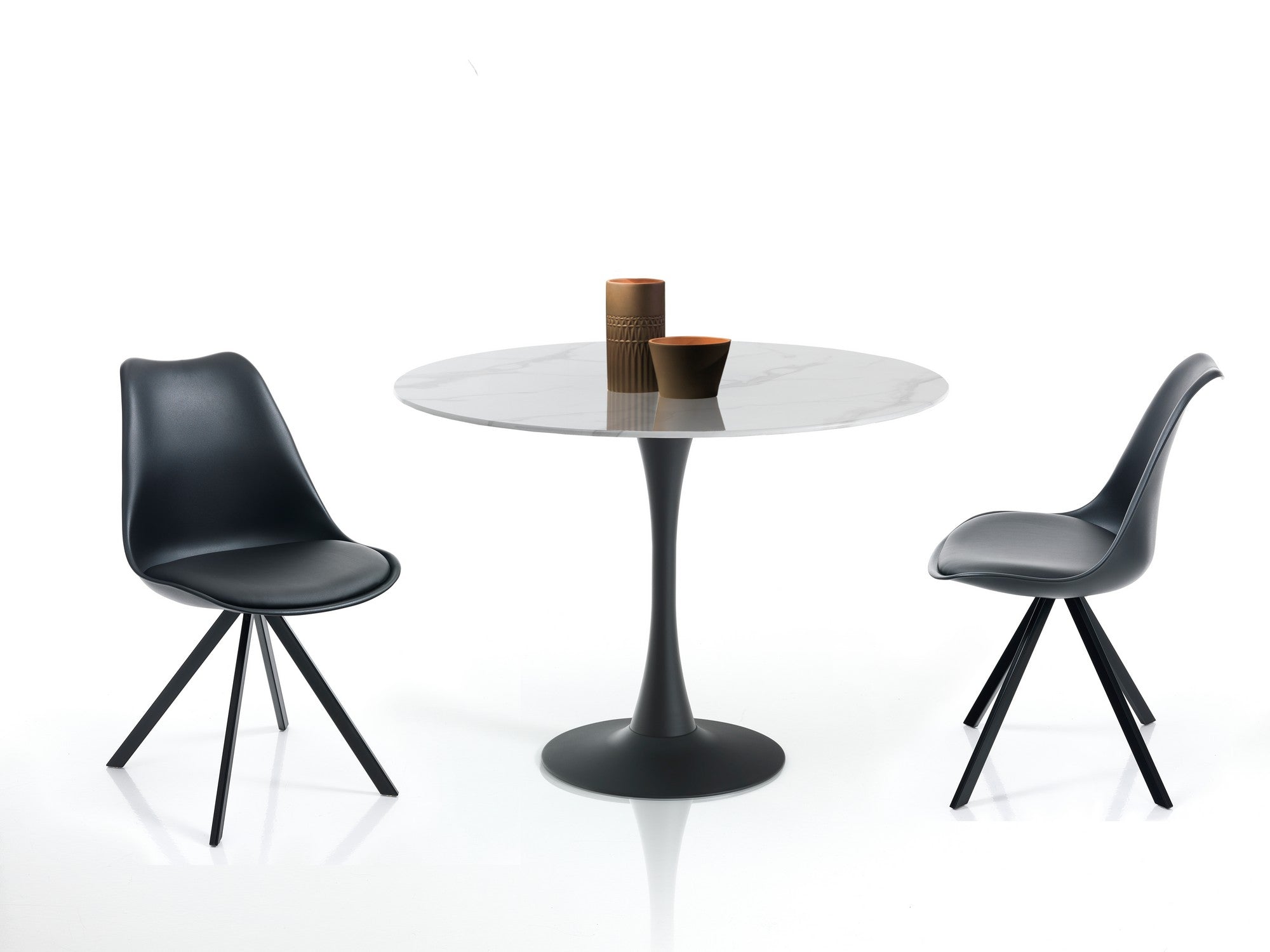 Tavolo rotondo in vetro temprato finitura marmo cm. H.75 x Ø.90