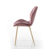 Set 4 sedie in tessuto effetto velluto rosa cipria cm. H.87 L.49 P.59