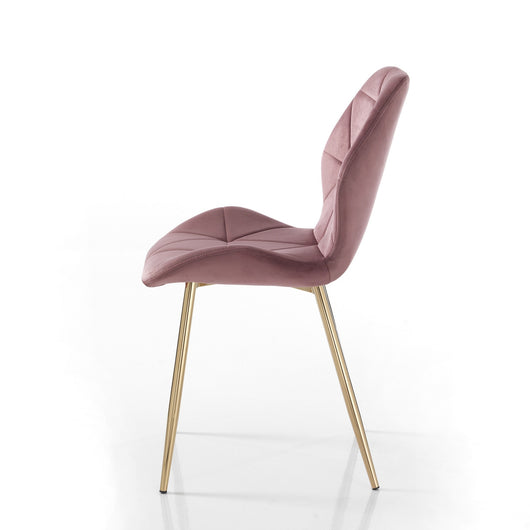 Set 4 sedie in tessuto effetto velluto rosa cipria cm. H.87 L.49 P.59