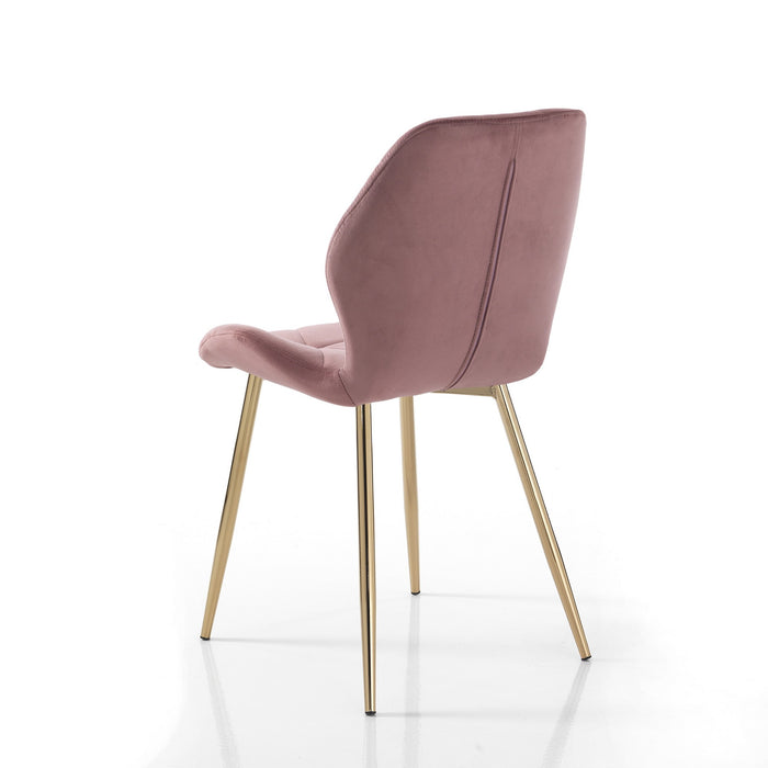 Set 4 sedie in tessuto effetto velluto rosa cipria cm. H.87 L.49 P.59