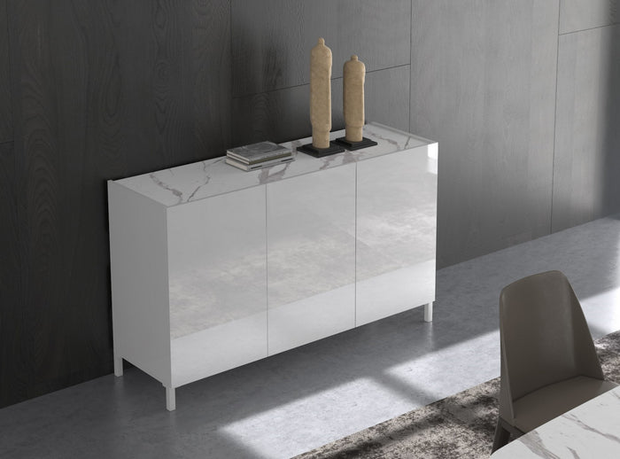 Madia 3 ante effetto legno bianca cm. H.84 x L.130 x P.40