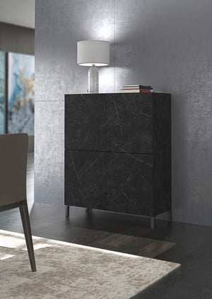 Mobile alto effetto legno finitura marmo nero cm. H.110 x L.90 x P.35