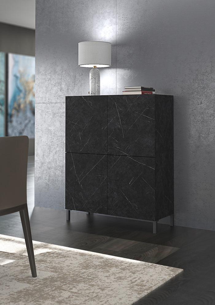 Mobile alto effetto legno finitura marmo nero cm. H.110 x L.90 x P.35