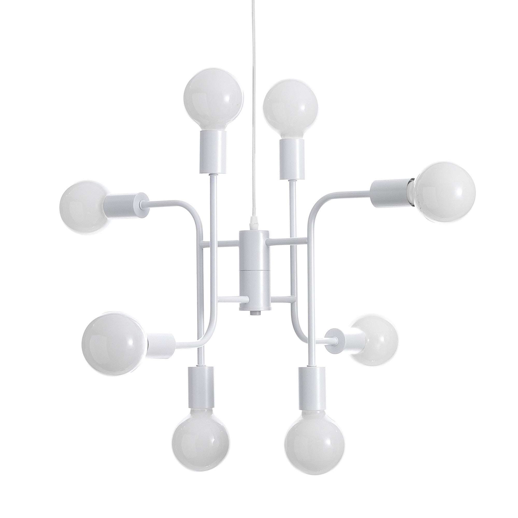 Lampadario in metallo verniciato bianco opaco cm. H.43 x L.59 x P.59