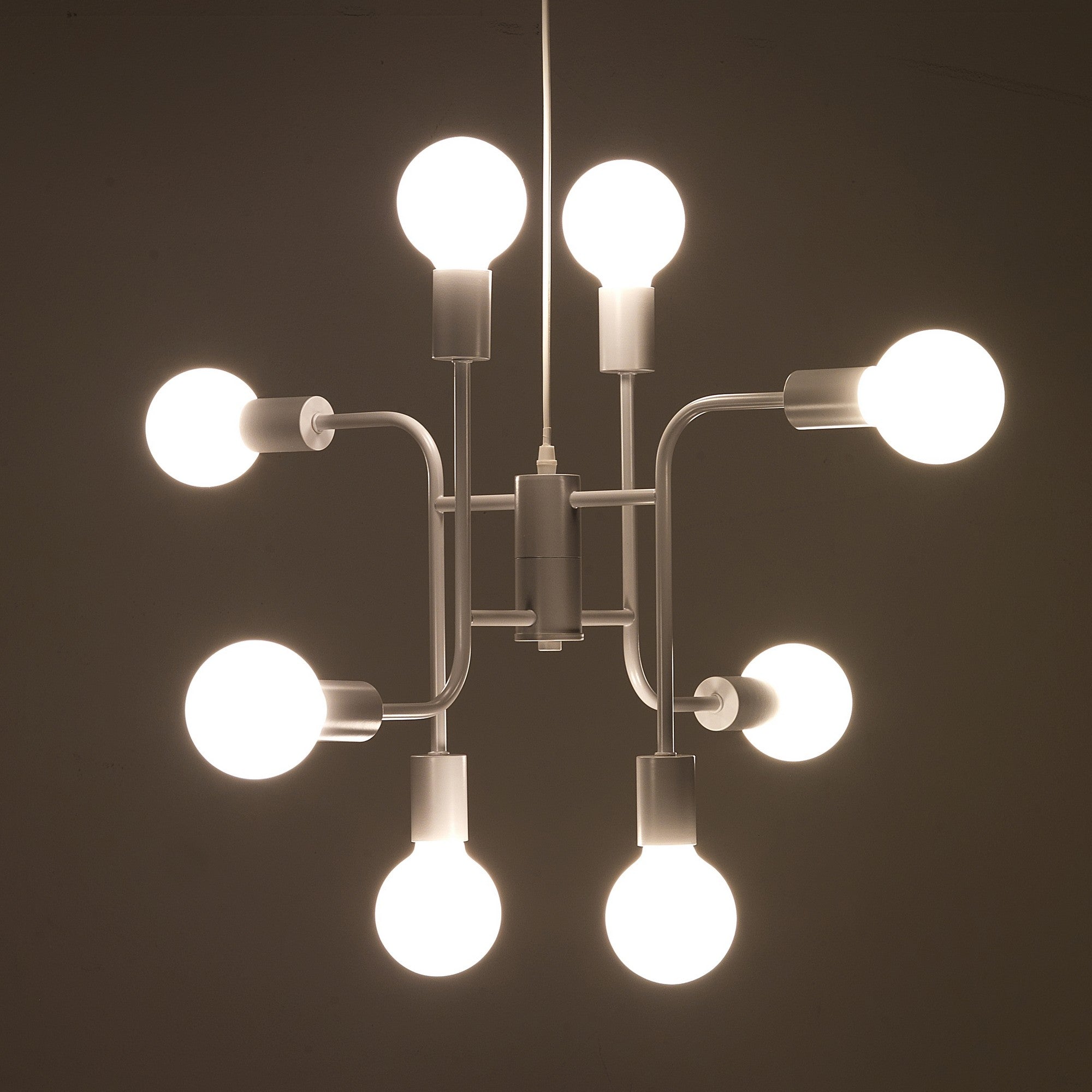 Lampadario in metallo verniciato bianco opaco cm. H.43 x L.59 x P.59