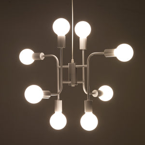 Lampadario in metallo verniciato bianco opaco cm. H.43 x L.59 x P.59