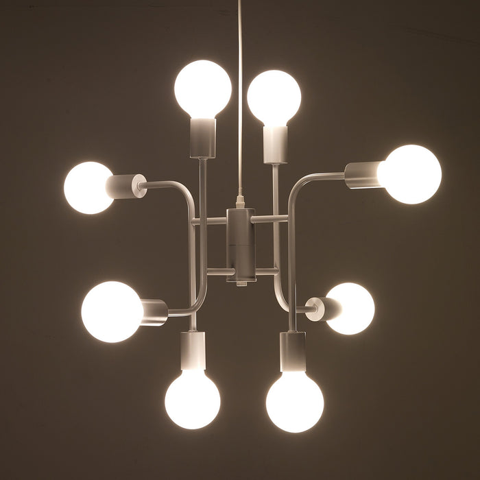 Lampadario in metallo verniciato bianco opaco cm. H.43 x L.59 x P.59