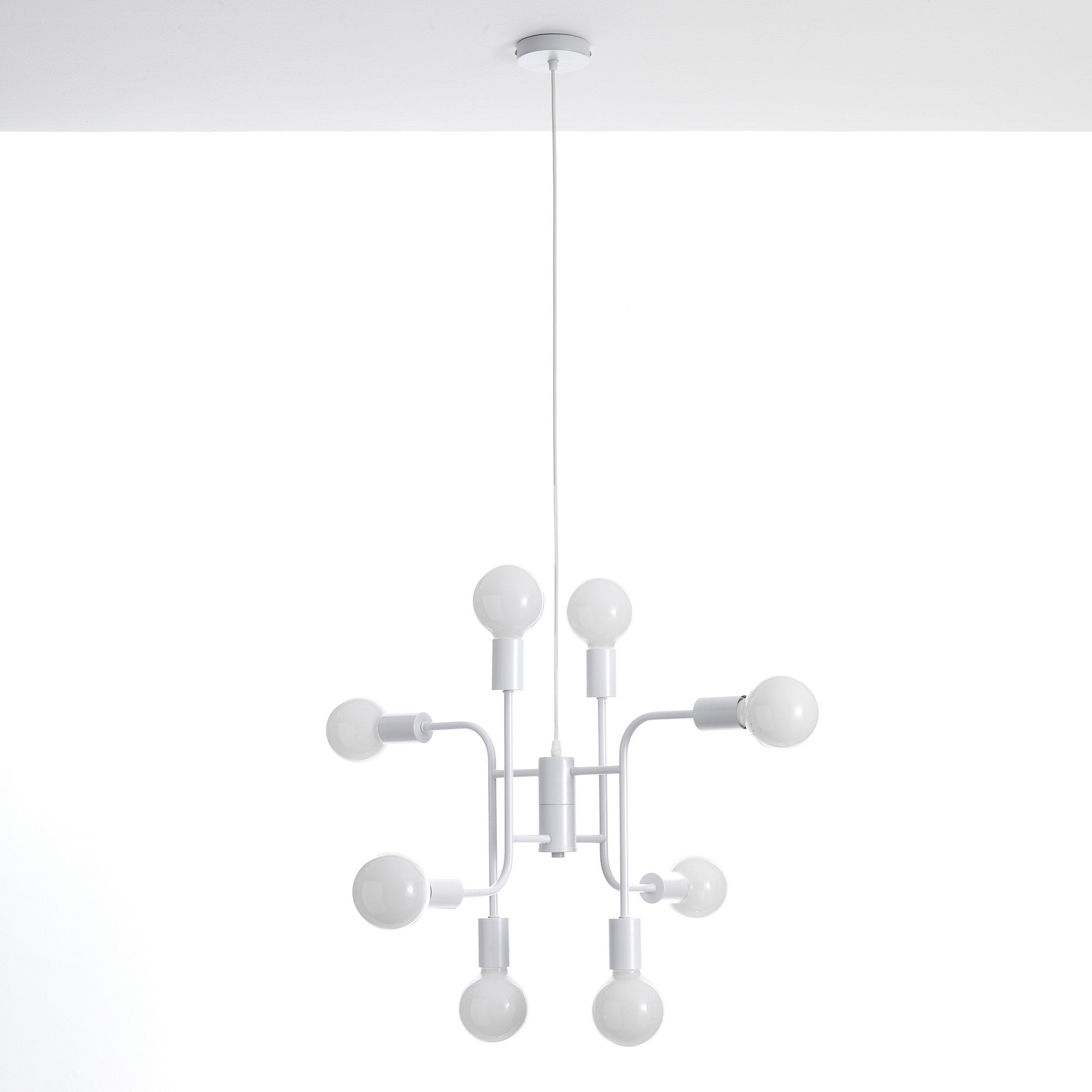 Lampadario in metallo verniciato bianco opaco cm. H.43 x L.59 x P.59