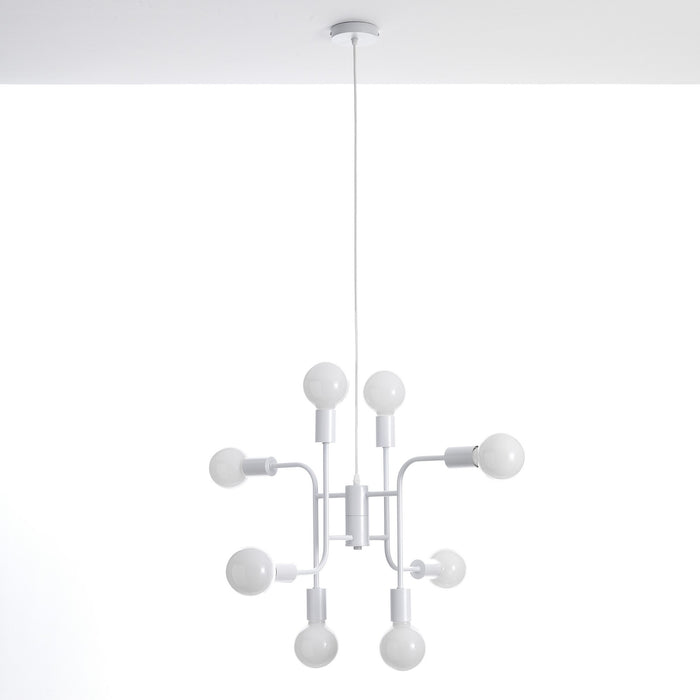 Lampadario in metallo verniciato bianco opaco cm. H.43 x L.59 x P.59