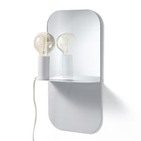 Lampada con specchio in metallo bianca cm. L.24xP.12,5xH.45